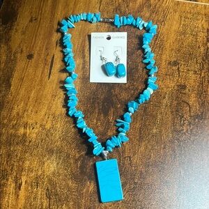 Turquoise Stone Necklace and Earring Set